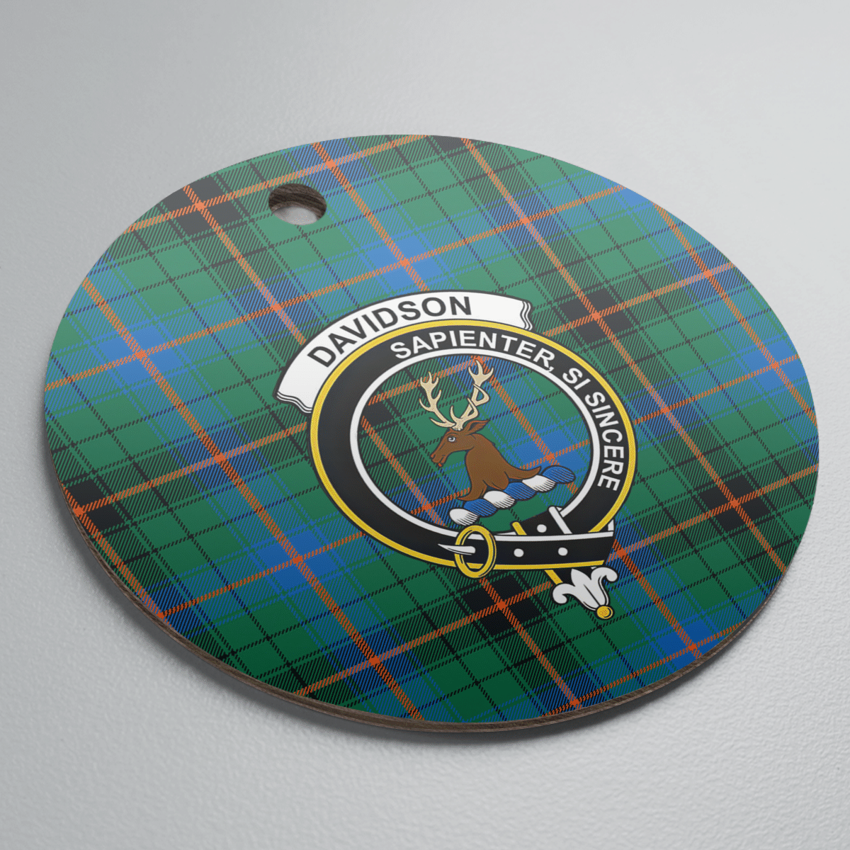 Clan Davidson Ancient Tartan Crest Round Ceramic Ornament VE50 Davidson Ancient Tartan Tartan Christmas   