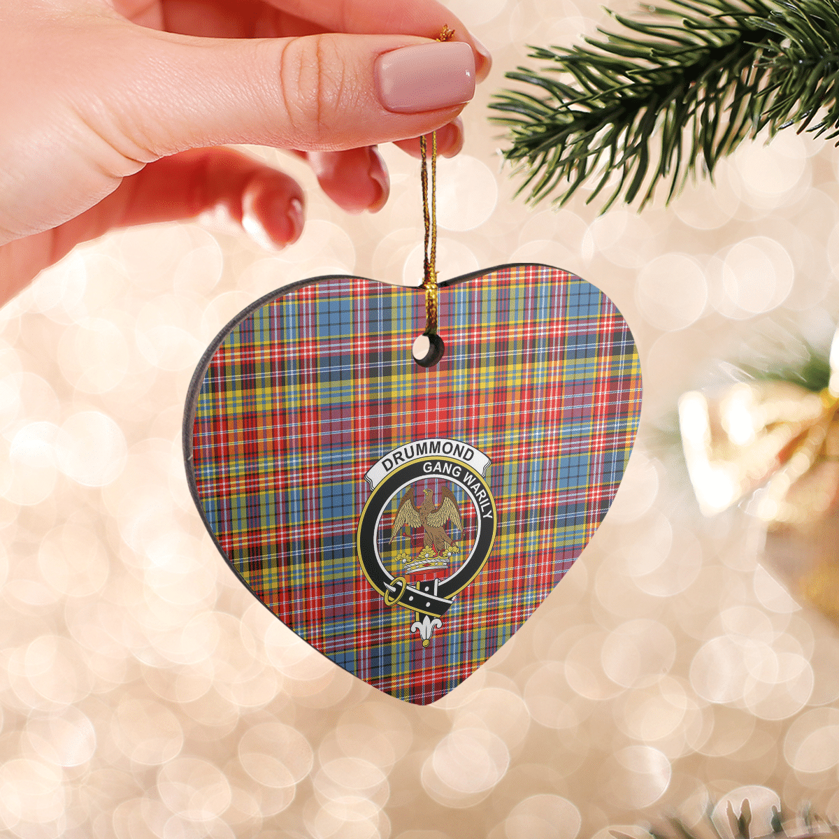 Clan Drummond of Strathallan Tartan Crest Heart Ceramic Ornament ZN62 Drummond of Strathallan Tartan Tartan Christmas   