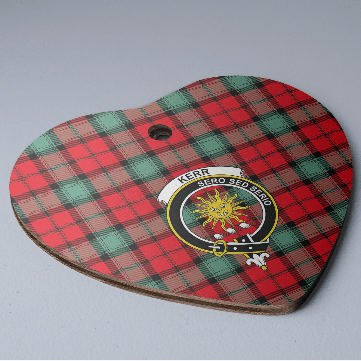 Clan Kerr Ancient Tartan Crest Heart Ceramic Ornament PN82 Kerr Ancient Tartan Tartan Christmas   