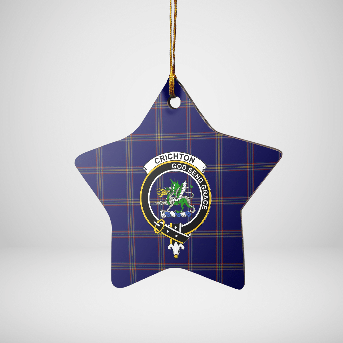 Clan Crichton Tartan Crest Star Ceramic Ornament FZ74 Crichton Tartan Tartan Christmas   