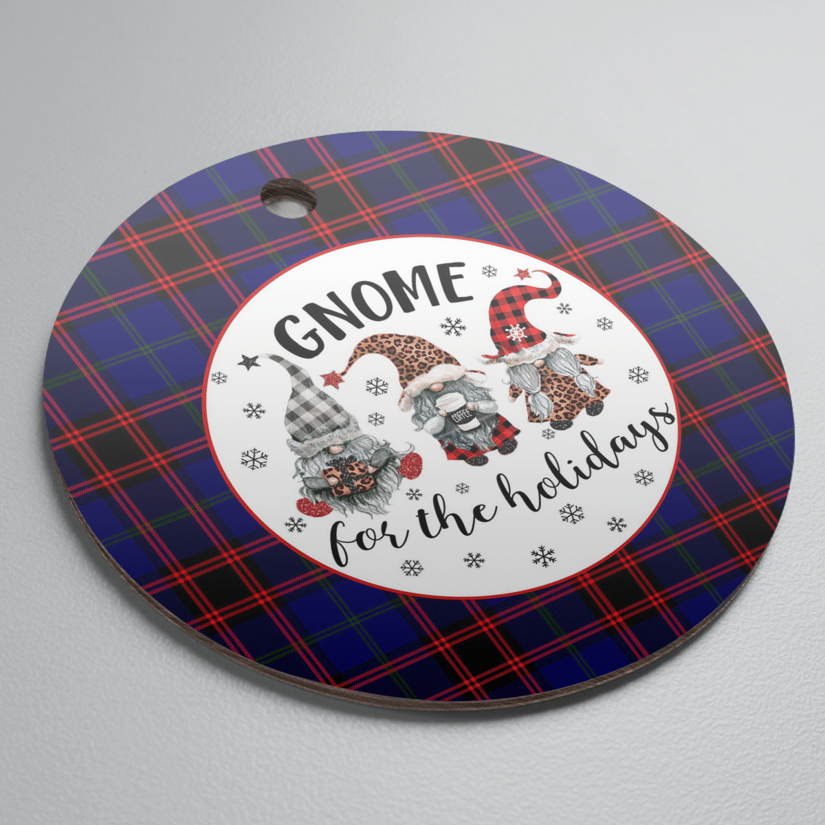 Clan Home Modern Tartan Tartan Crest Gnome Round Ceramic Ornament BJ51 Home Modern Tartan Tartan Christmas   