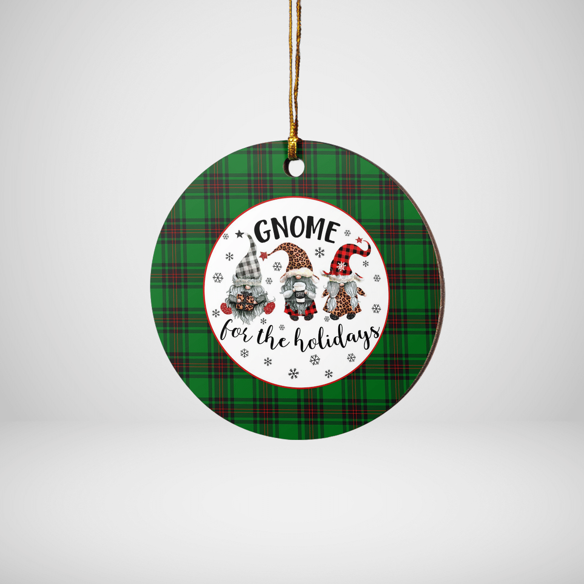 Clan Logie Tartan Tartan Crest Gnome Round Ceramic Ornament BB22 Logie Tartan Tartan Christmas   