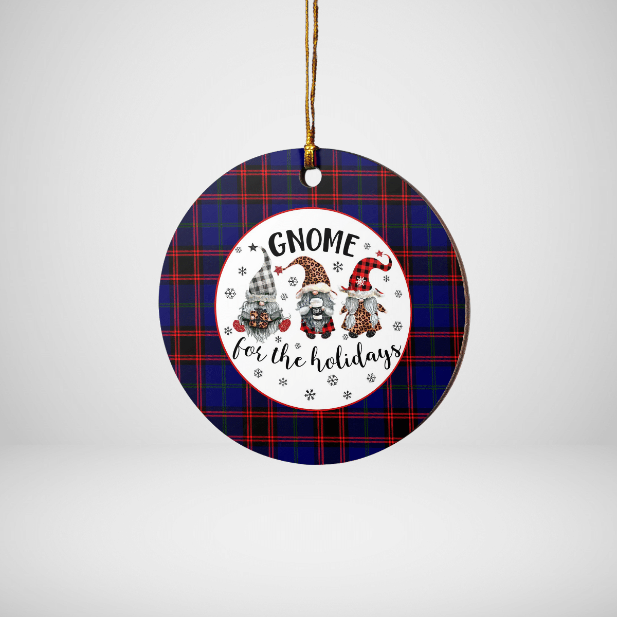 Clan Home Modern Tartan Tartan Crest Gnome Round Ceramic Ornament BJ51 Home Modern Tartan Tartan Christmas   