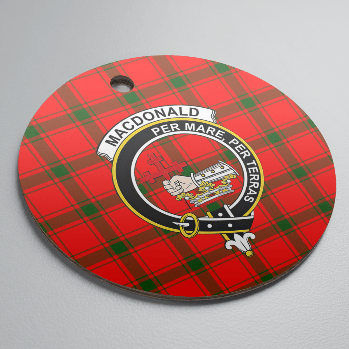 Clan MacDonald of Sleat Tartan Crest Round Ceramic Ornament IV24 MacDonald of Sleat Tartan Tartan Christmas   