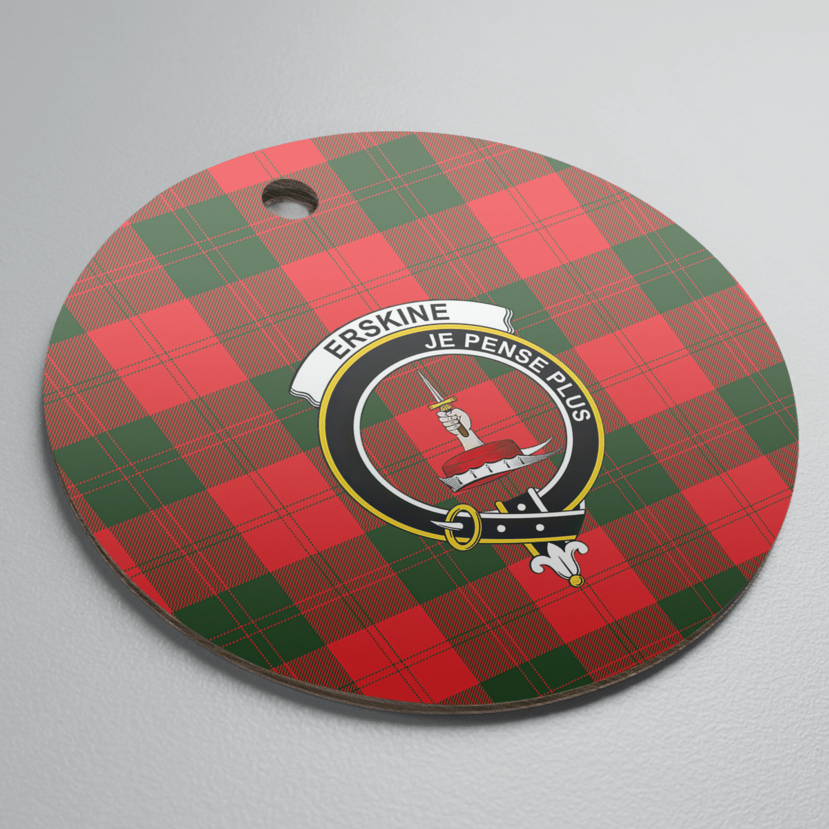 Clan Erskine Modern Tartan Crest Round Ceramic Ornament YX19 Erskine Modern Tartan Tartan Christmas   