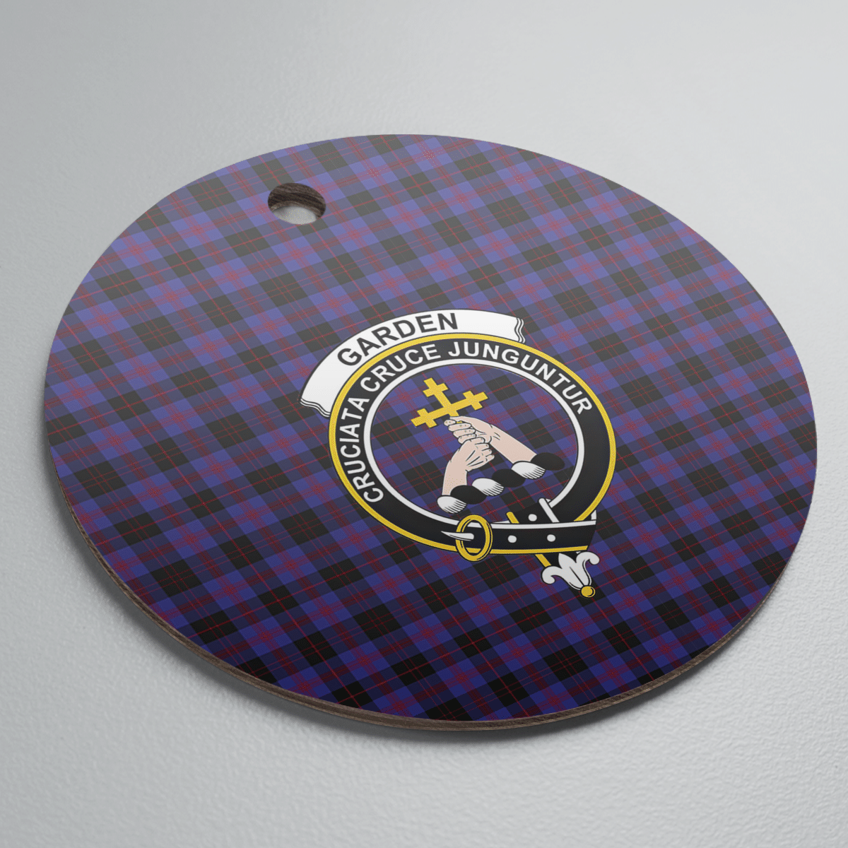 Clan Garden Tartan Crest Round Ceramic Ornament MN68 Garden Tartan Tartan Christmas   