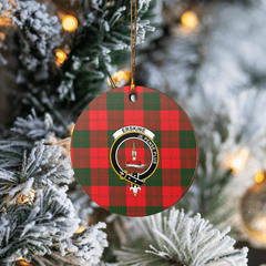 Clan Erskine Modern Tartan Crest Round Ceramic Ornament YX19 Erskine Modern Tartan Tartan Christmas   