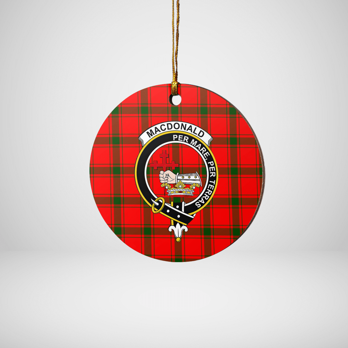 Clan MacDonald of Sleat Tartan Crest Round Ceramic Ornament IV24 MacDonald of Sleat Tartan Tartan Christmas   