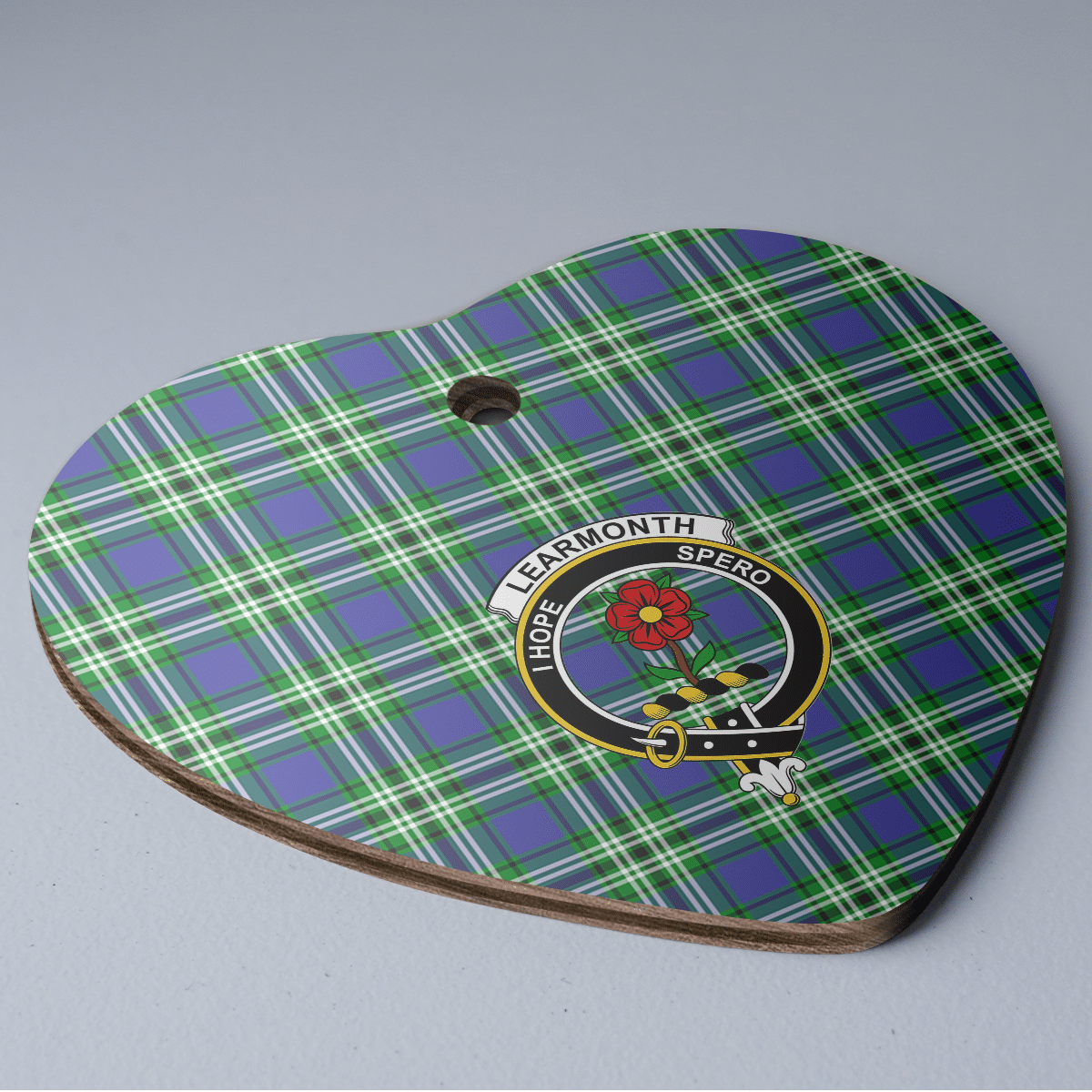 Clan Learmonth Tartan Crest Heart Ceramic Ornament VC56 Learmonth Tartan Tartan Christmas   