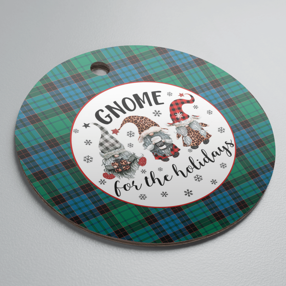 Clan Stewart Old Ancient Tartan Tartan Crest Gnome Round Ceramic Ornament EV49 Stewart Old Ancient Tartan Tartan Christmas   