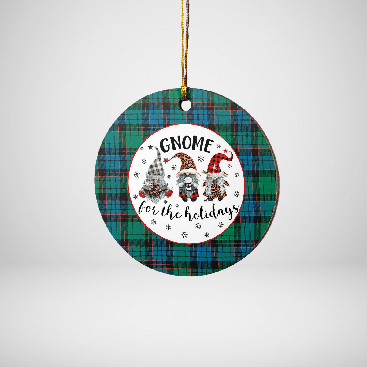 Clan Stewart Old Ancient Tartan Tartan Crest Gnome Round Ceramic Ornament EV49 Stewart Old Ancient Tartan Tartan Christmas   