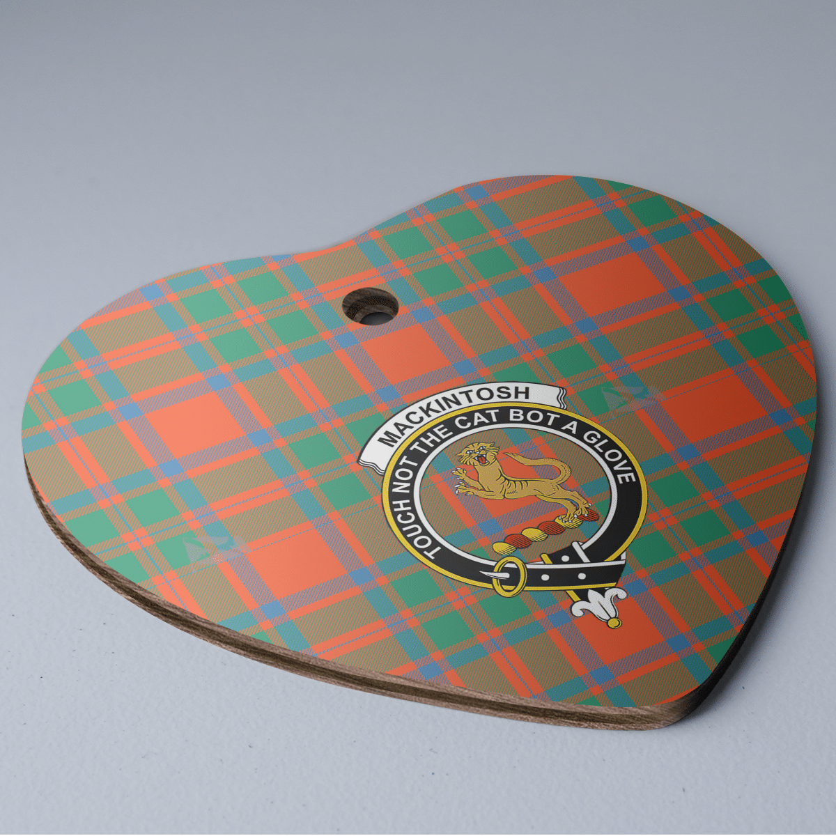 Clan MacKintosh Ancient Tartan Crest Heart Ceramic Ornament TT91 MacKintosh Ancient Tartan Tartan Christmas   