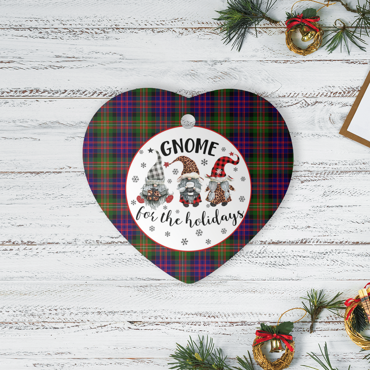 Clan MacDonnell of Glengarry Modern Tartan Tartan Crest Gnome Heart Ceramic Ornament WE95 MacDonnell of Glengarry Modern Tartan Tartan Christmas   