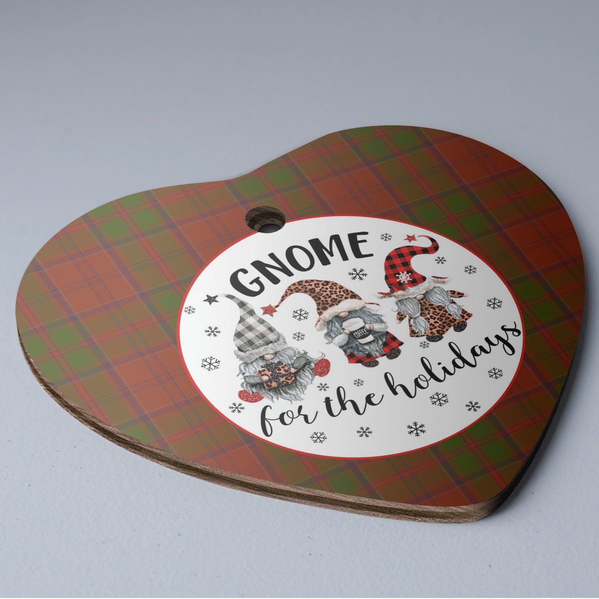 Clan Drummond Tartan Tartan Crest Gnome Heart Ceramic Ornament SX78 Drummond Tartan Tartan Christmas   