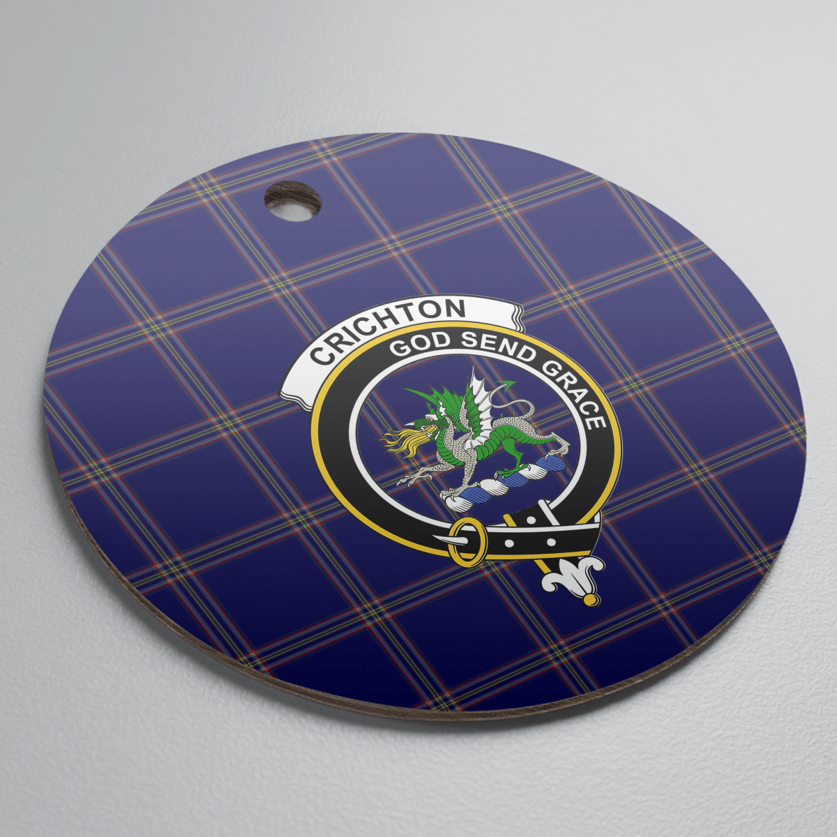 Clan Crichton Tartan Crest Round Ceramic Ornament DC29 Crichton Tartan Tartan Christmas   