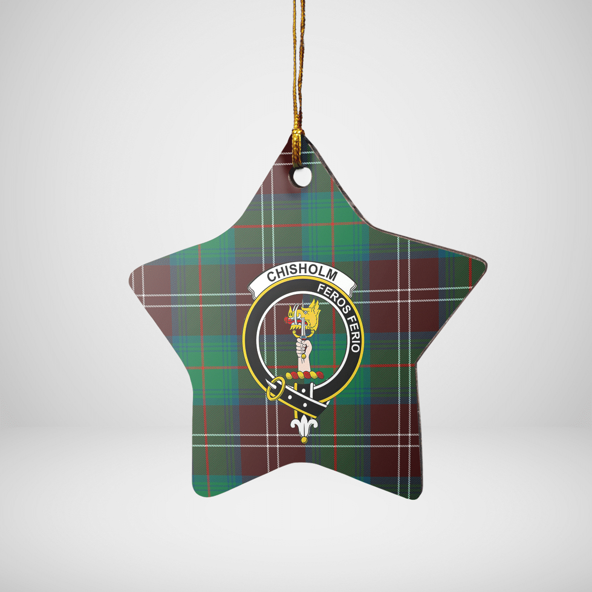 Clan Chisholm Hunting Ancient Tartan Crest Star Ceramic Ornament TN95 Chisholm Hunting Ancient Tartan Tartan Christmas   