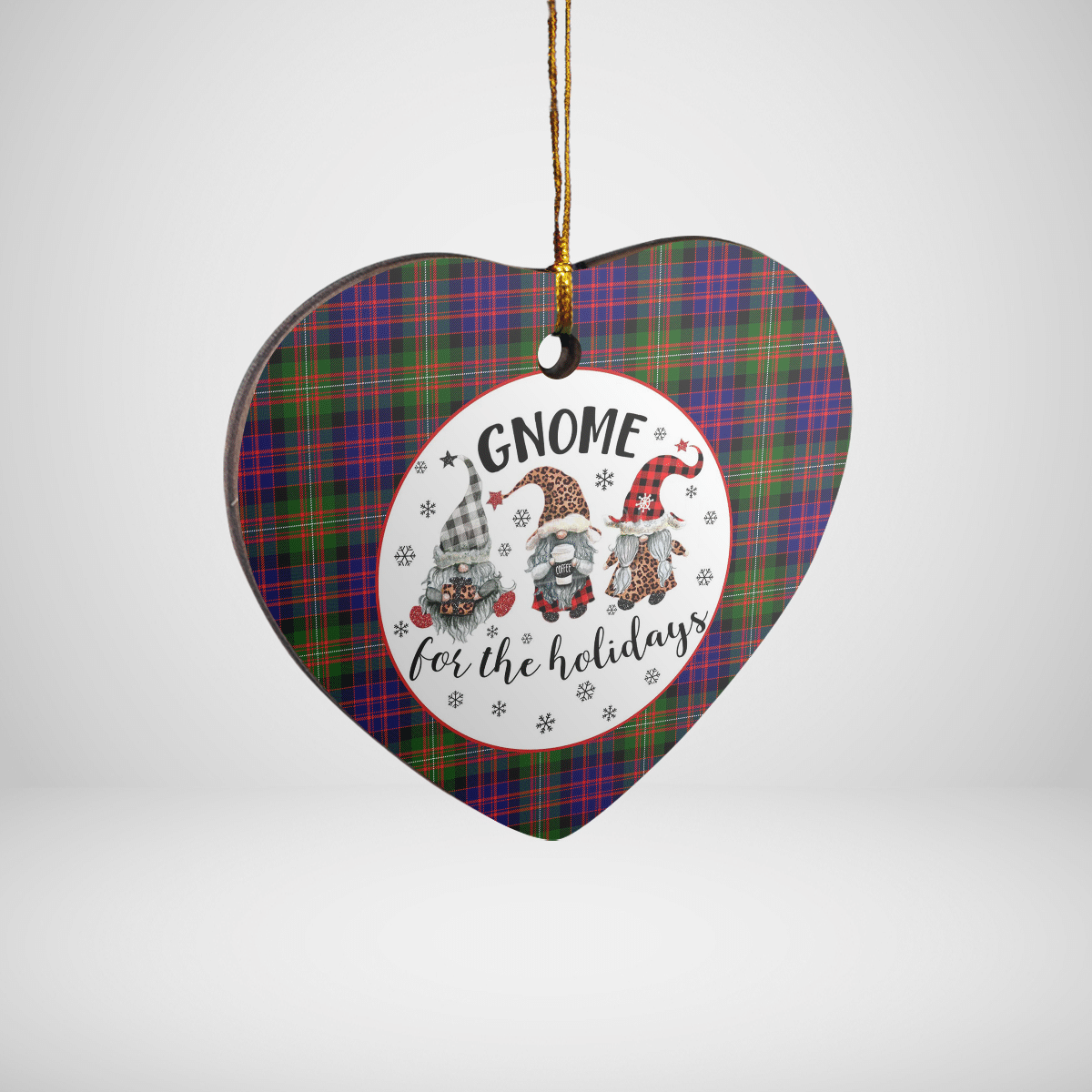 Clan MacDonnell of Glengarry Modern Tartan Tartan Crest Gnome Heart Ceramic Ornament WE95 MacDonnell of Glengarry Modern Tartan Tartan Christmas   