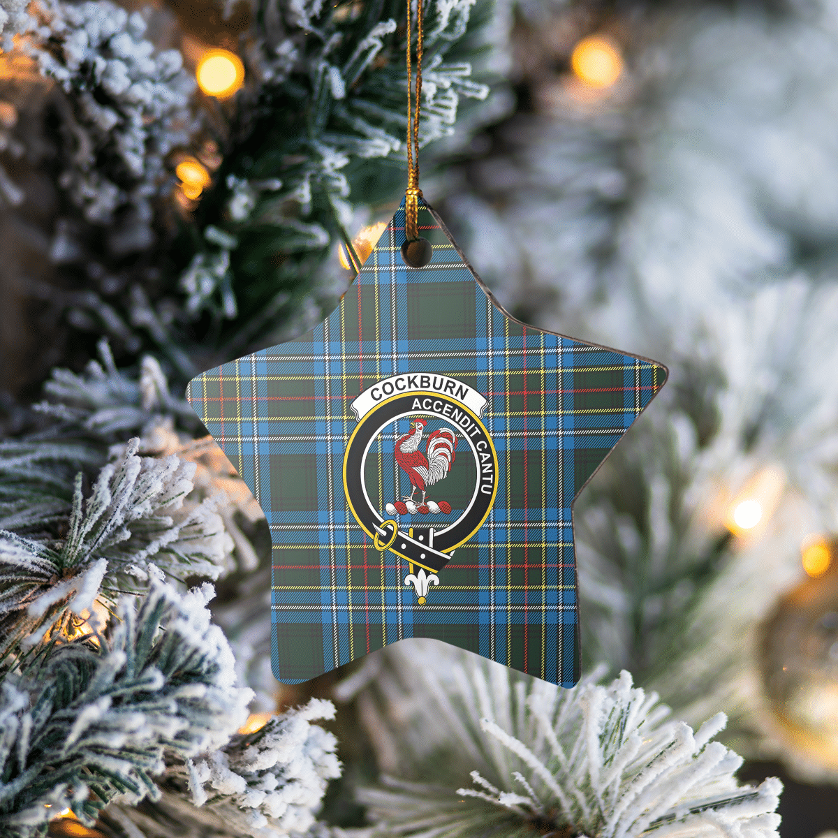 Clan Cockburn Modern Tartan Crest Star Ceramic Ornament FW43 Cockburn Modern Tartan Tartan Christmas   