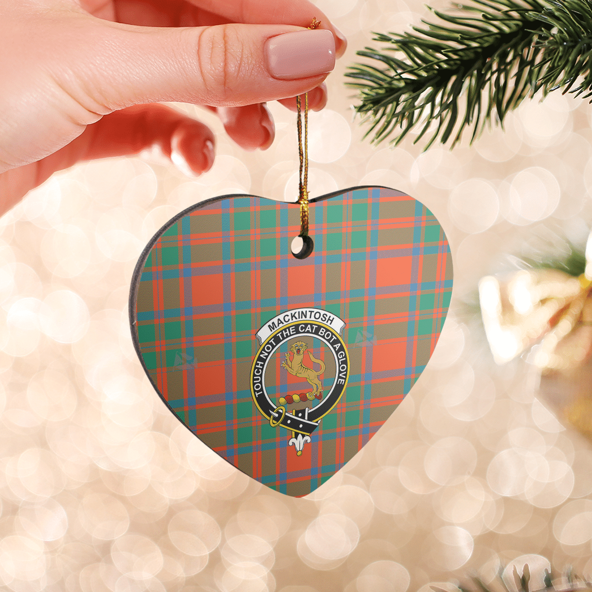 Clan MacKintosh Ancient Tartan Crest Heart Ceramic Ornament TT91 MacKintosh Ancient Tartan Tartan Christmas   