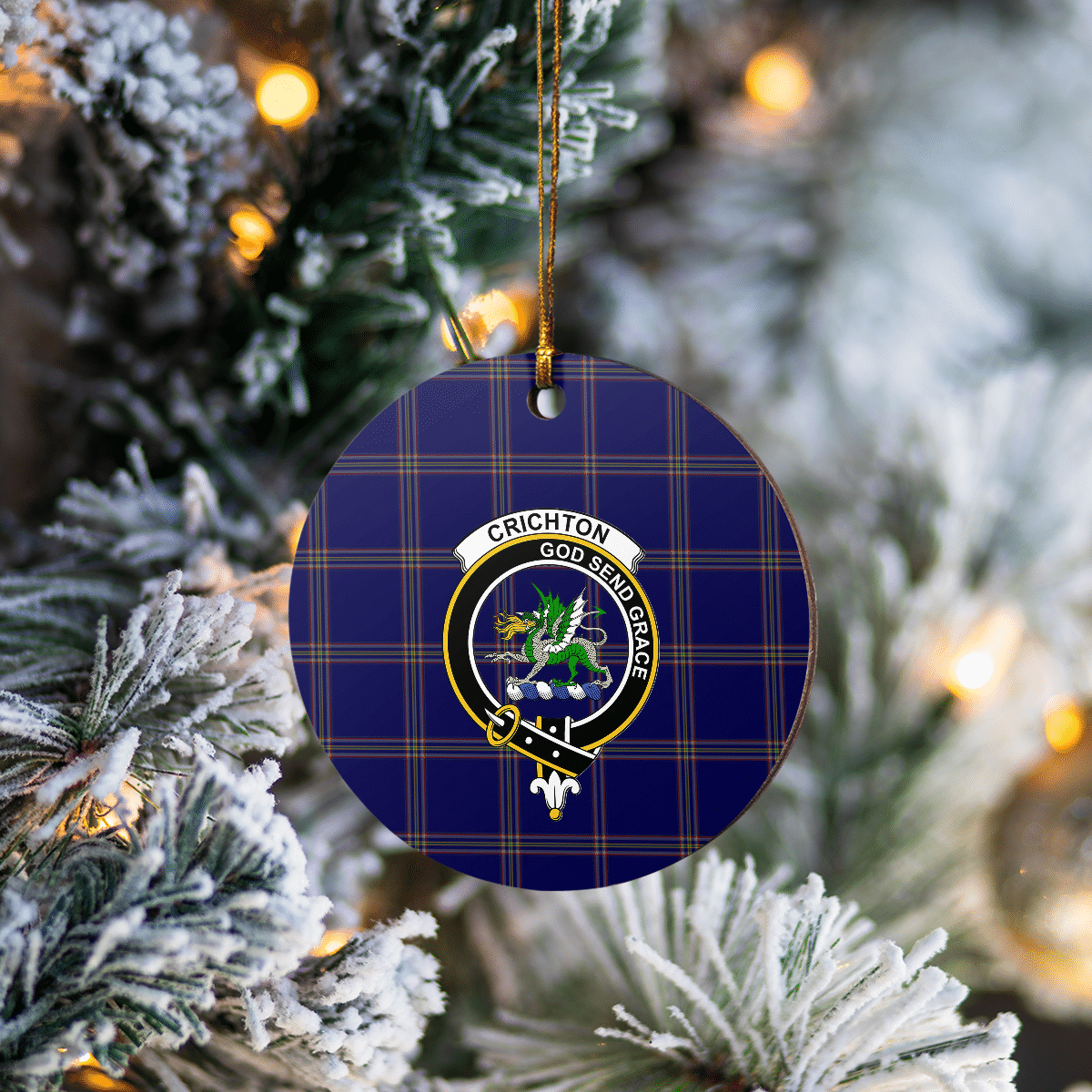 Clan Crichton Tartan Crest Round Ceramic Ornament DC29 Crichton Tartan Tartan Christmas   