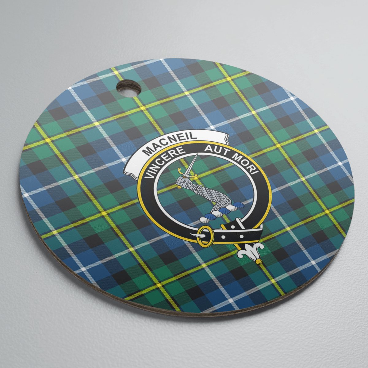 Clan MacNeill of Barra Ancient Tartan Crest Round Ceramic Ornament BQ58 MacNeill of Barra Ancient Tartan Tartan Christmas   