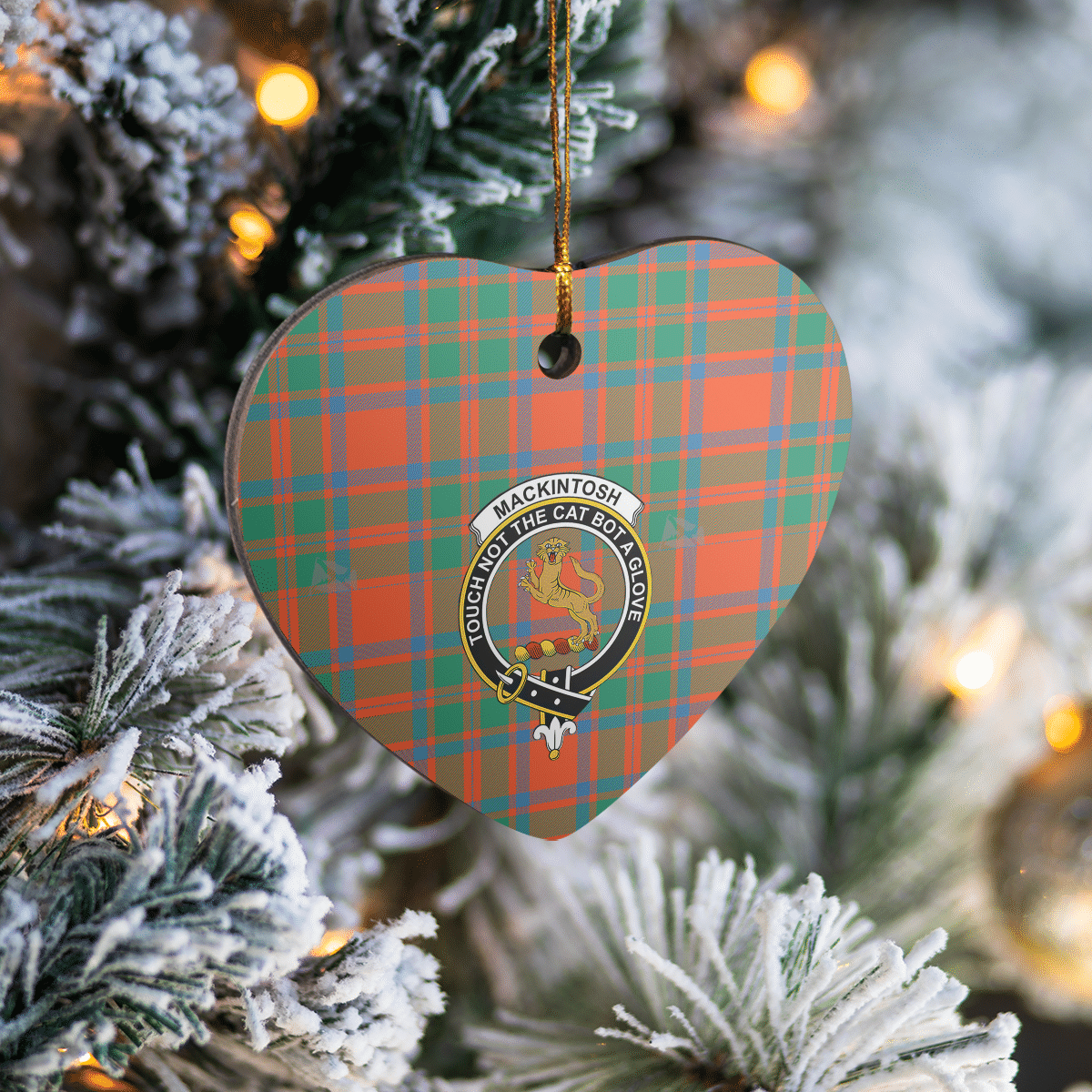 Clan MacKintosh Ancient Tartan Crest Heart Ceramic Ornament TT91 MacKintosh Ancient Tartan Tartan Christmas   