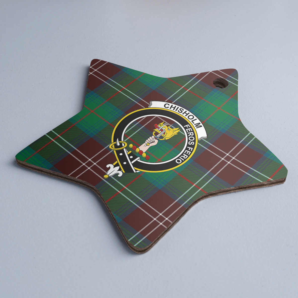 Clan Chisholm Hunting Ancient Tartan Crest Star Ceramic Ornament TN95 Chisholm Hunting Ancient Tartan Tartan Christmas   