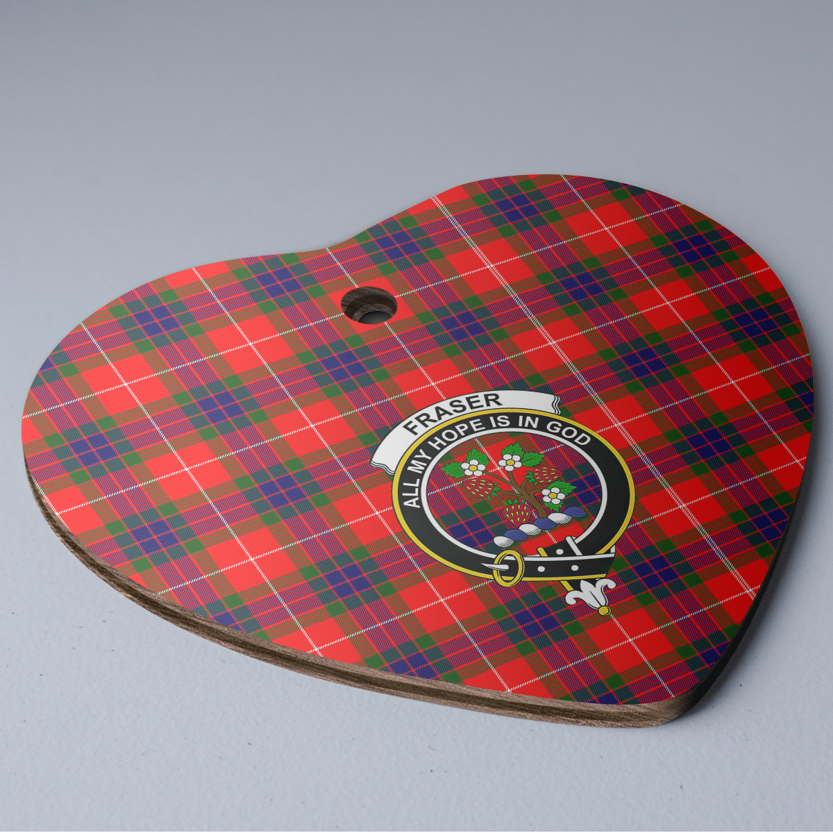 Clan Fraser Modern Tartan Crest Heart Ceramic Ornament TI19 Fraser Modern Tartan Tartan Christmas   