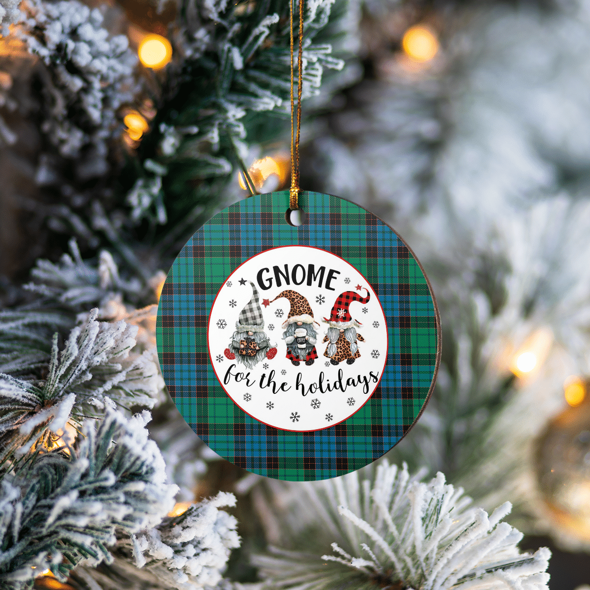 Clan Stewart Old Ancient Tartan Tartan Crest Gnome Round Ceramic Ornament EV49 Stewart Old Ancient Tartan Tartan Christmas   