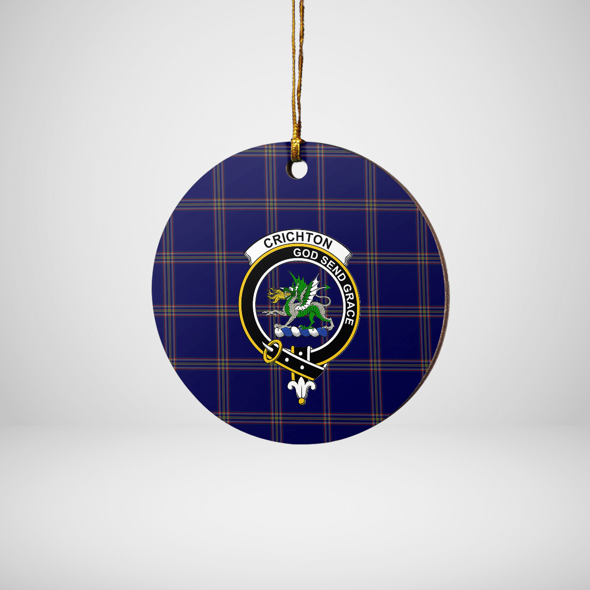 Clan Crichton Tartan Crest Round Ceramic Ornament DC29 Crichton Tartan Tartan Christmas   