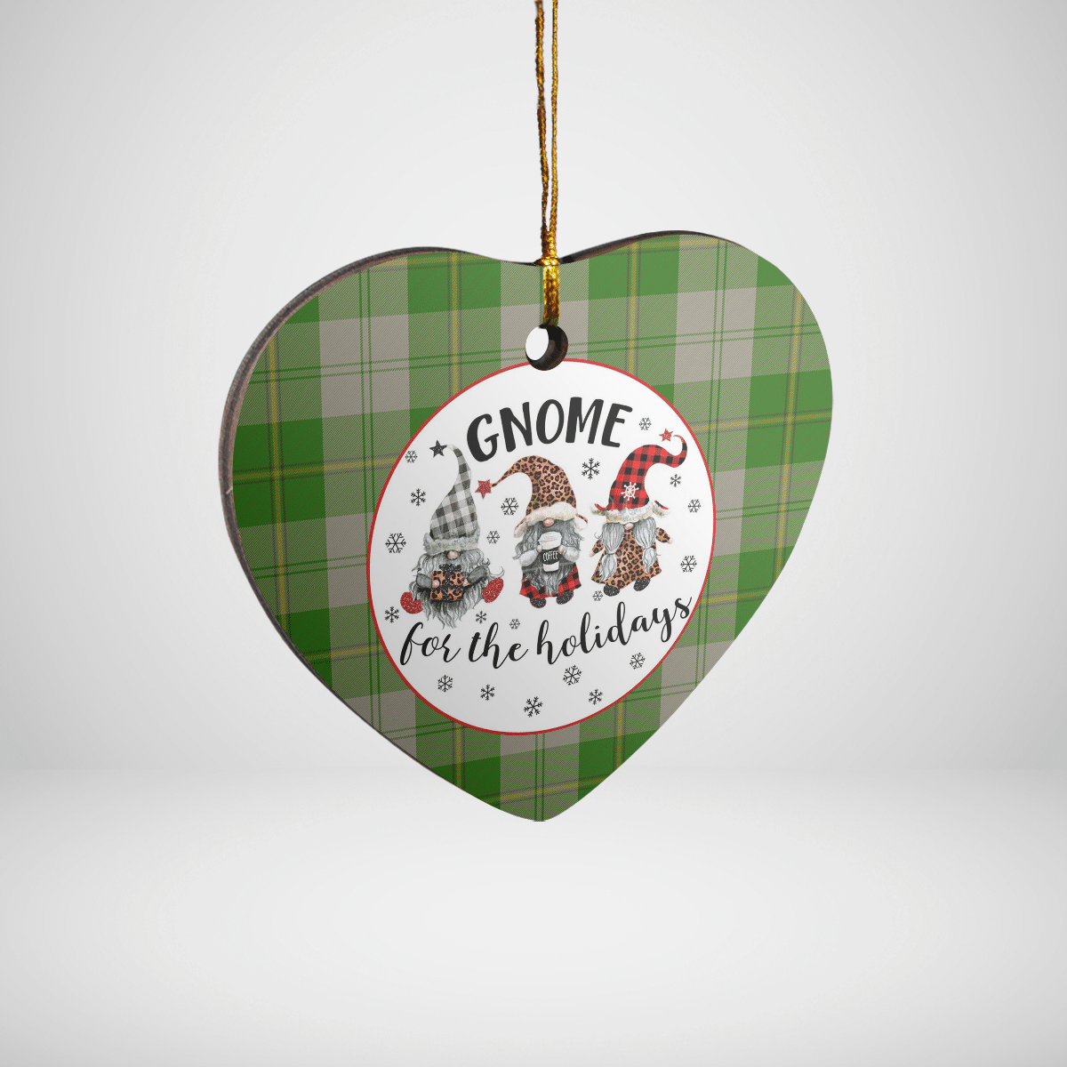 Clan Cunningham Dress Green Dancers Tartan Tartan Crest Gnome Heart Ceramic Ornament KY58 Cunningham Dress Green Dancers Tartan Tartan Christmas   