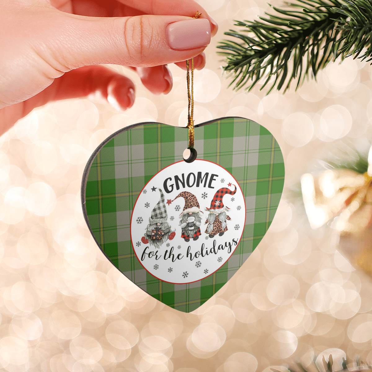 Clan Cunningham Dress Green Dancers Tartan Tartan Crest Gnome Heart Ceramic Ornament KY58 Cunningham Dress Green Dancers Tartan Tartan Christmas   