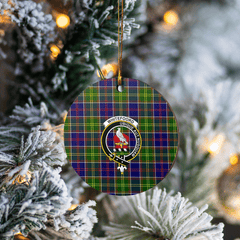 Clan Whitefoord Tartan Crest Round Ceramic Ornament NU24 Whitefoord Tartan Tartan Christmas   