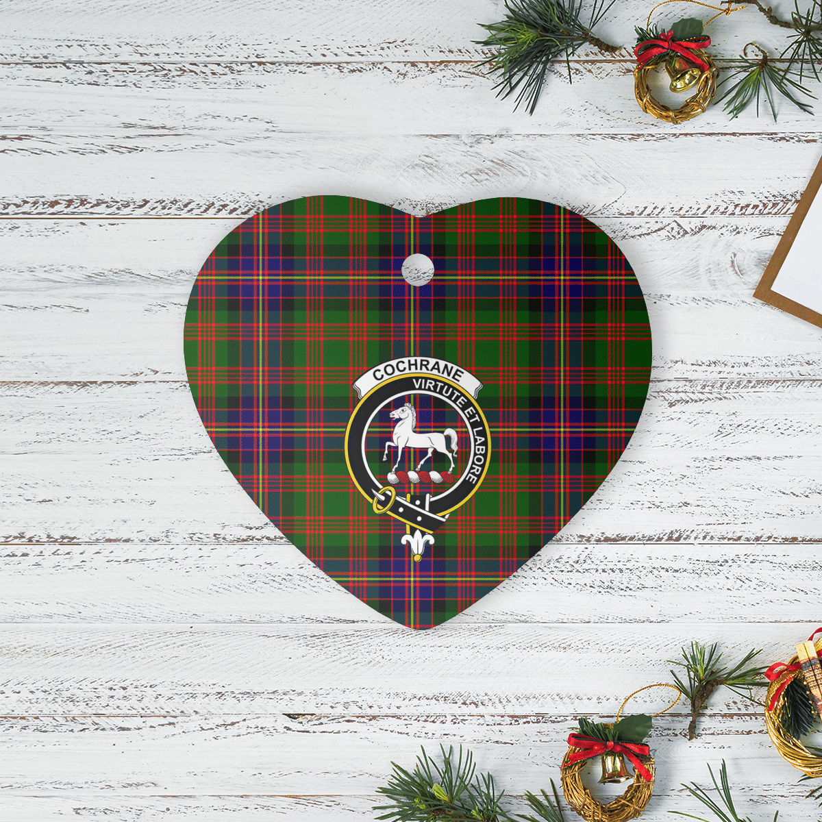 Clan Cochrane Modern Tartan Crest Heart Ceramic Ornament HJ82 Cochrane Modern Tartan Tartan Christmas   