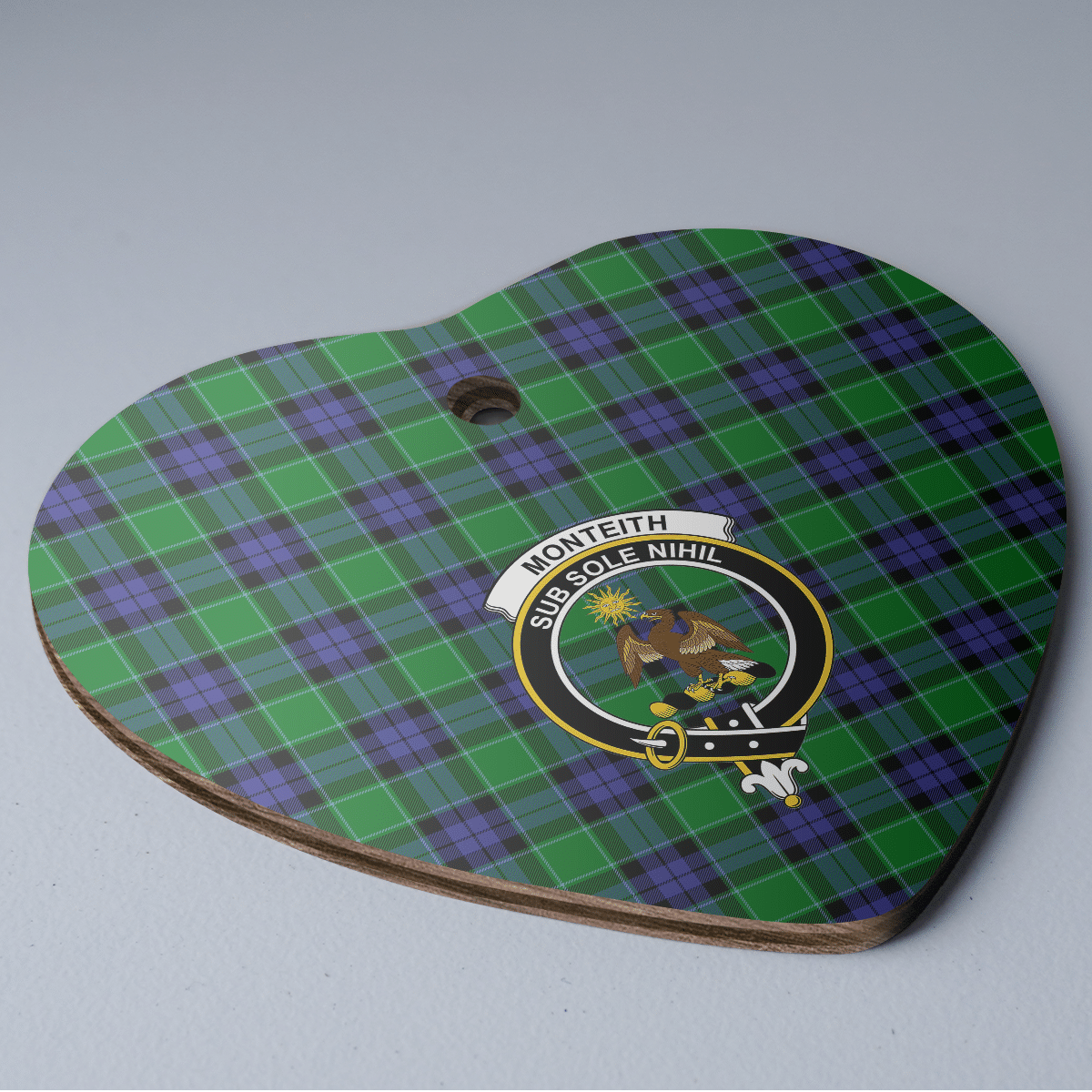 Clan Monteith Tartan Crest Heart Ceramic Ornament OR27 Monteith Tartan Tartan Christmas   