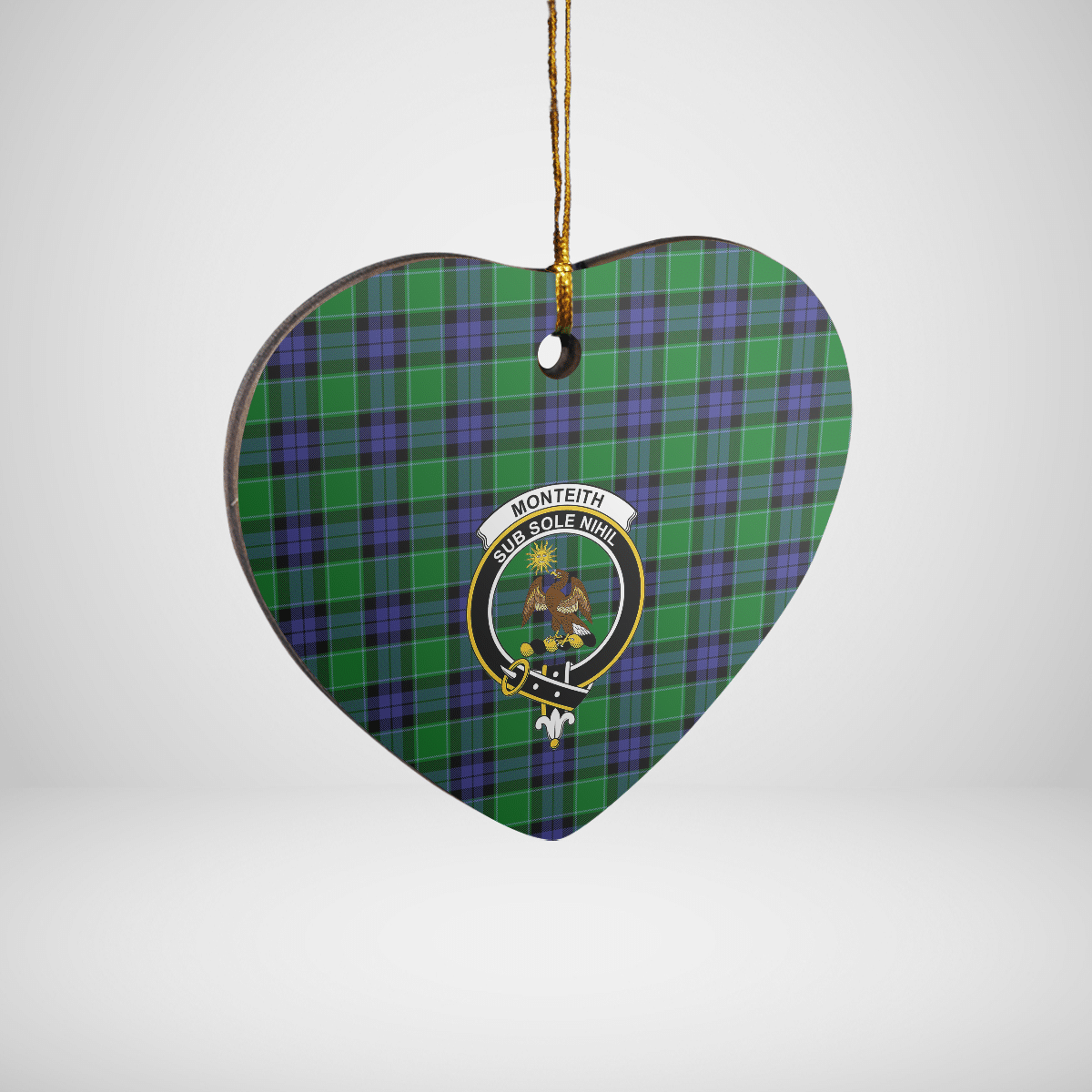 Clan Monteith Tartan Crest Heart Ceramic Ornament OR27 Monteith Tartan Tartan Christmas   