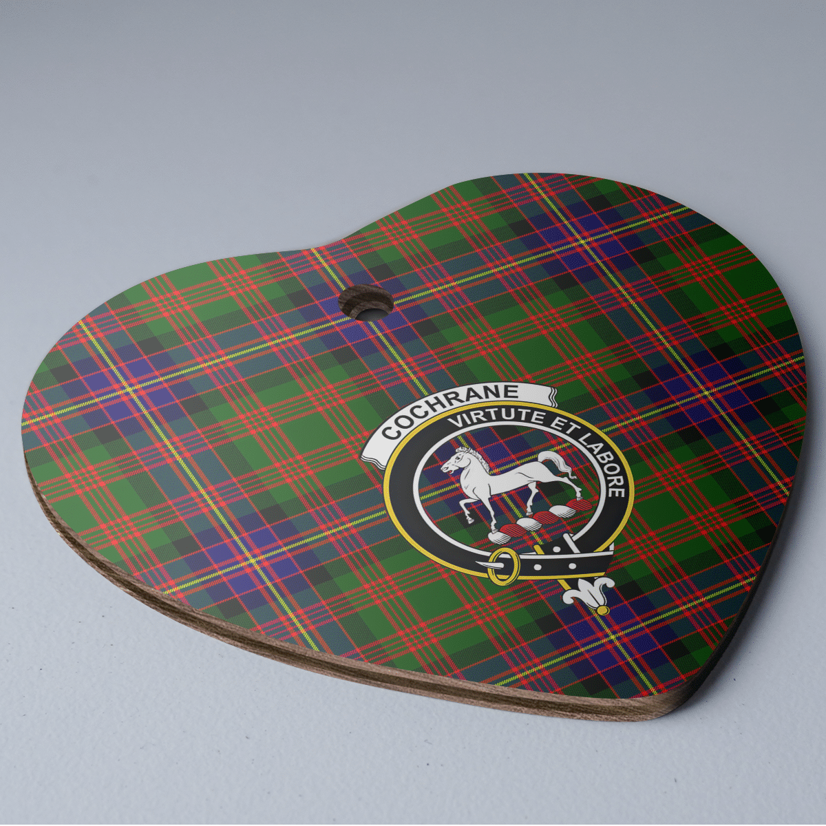 Clan Cochrane Modern Tartan Crest Heart Ceramic Ornament HJ82 Cochrane Modern Tartan Tartan Christmas   