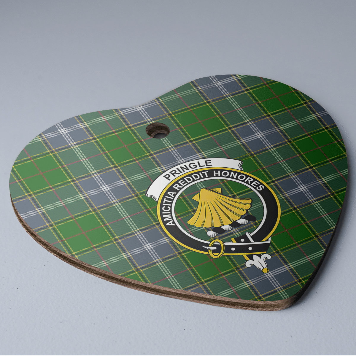 Clan Pringle Tartan Crest Heart Ceramic Ornament DH34 Pringle Tartan Tartan Christmas   