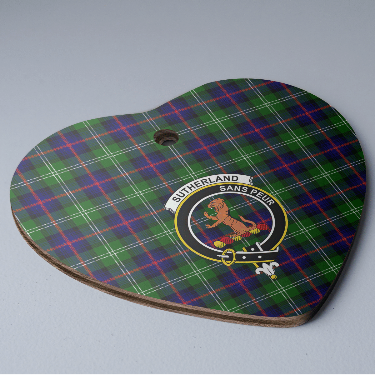 Clan Sutherland Modern Tartan Crest Heart Ceramic Ornament VF21 Sutherland Modern Tartan Tartan Christmas   