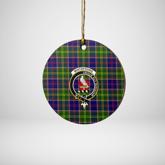 Clan Whitefoord Tartan Crest Round Ceramic Ornament NU24 Whitefoord Tartan Tartan Christmas   