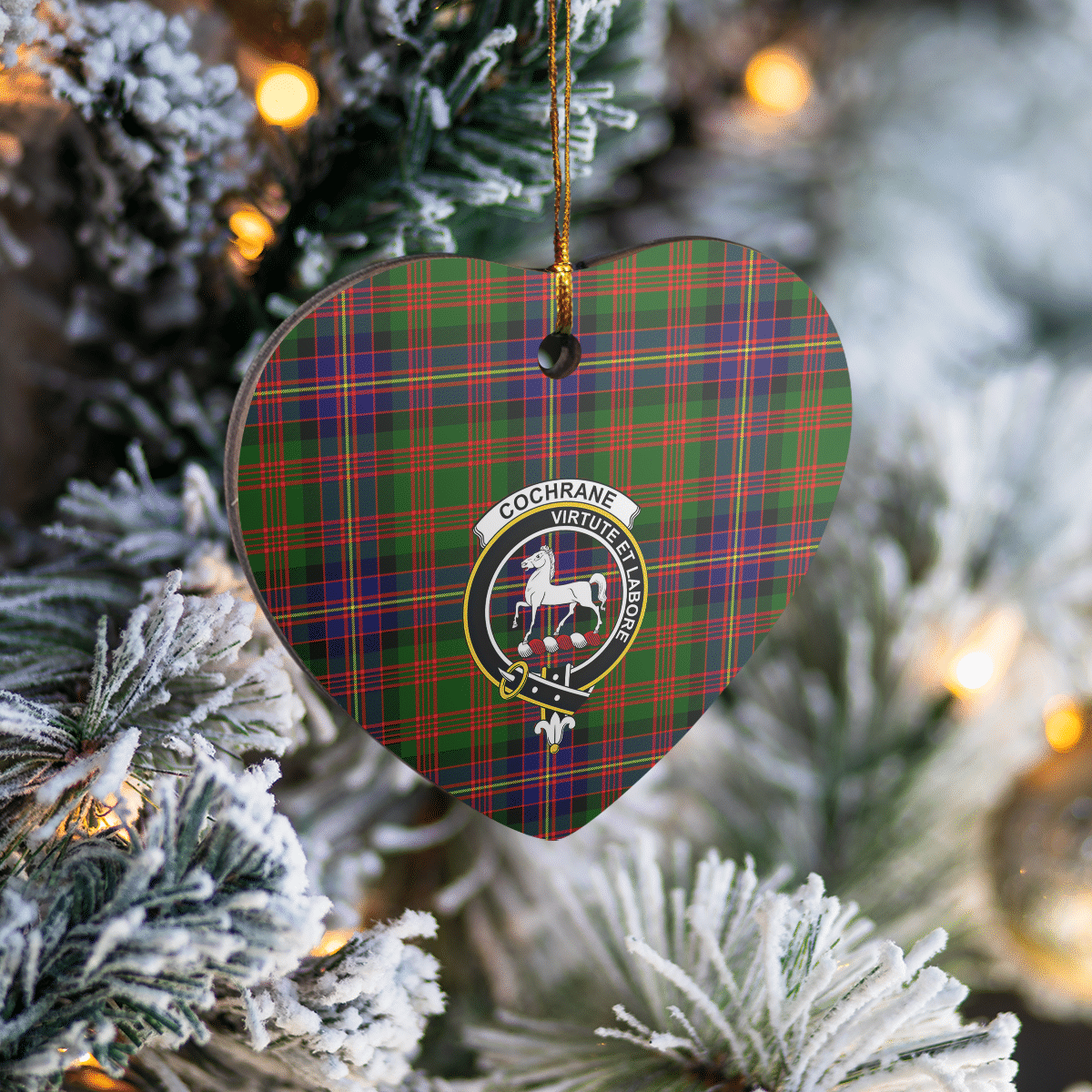 Clan Cochrane Modern Tartan Crest Heart Ceramic Ornament HJ82 Cochrane Modern Tartan Tartan Christmas   