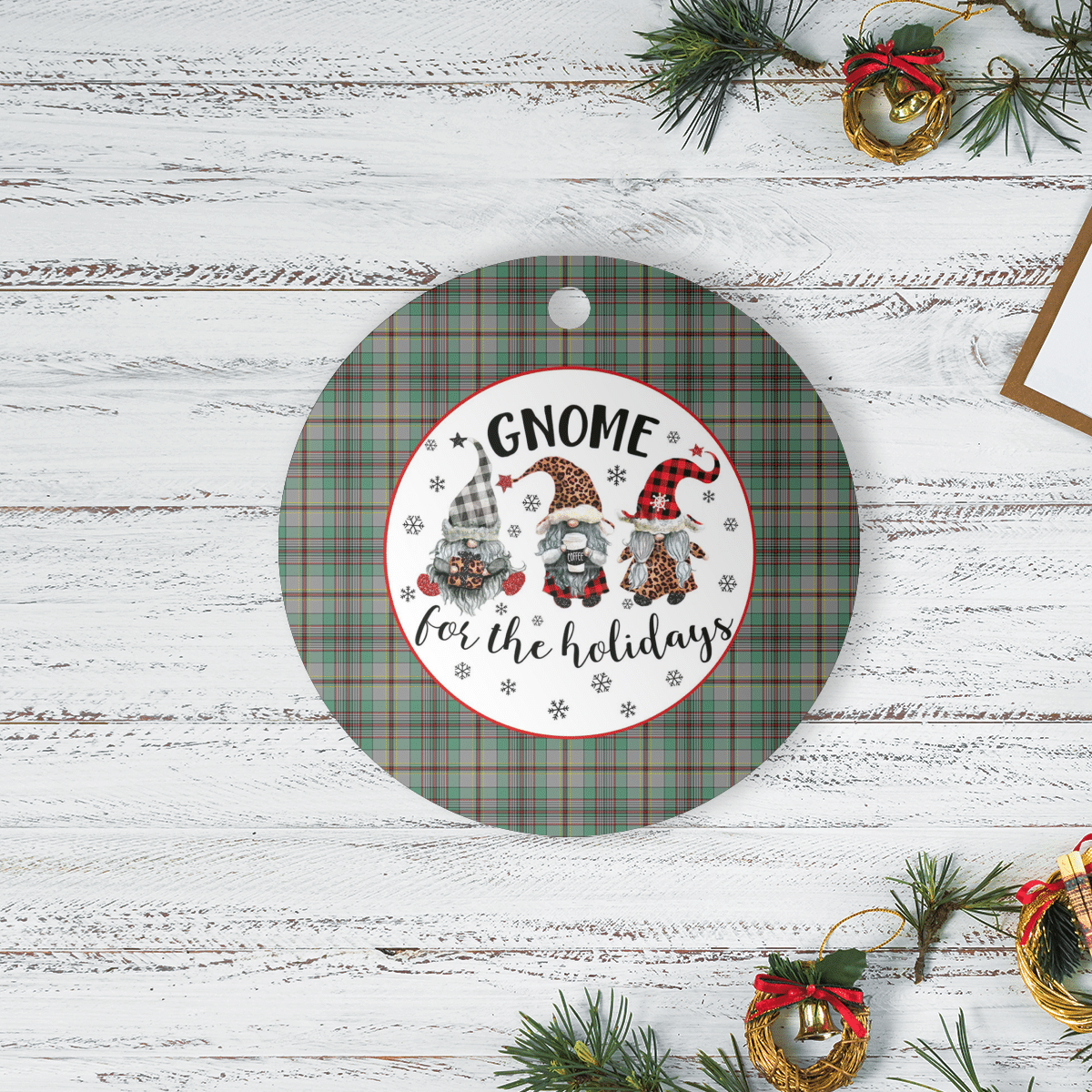 Clan Craig Tartan Tartan Crest Gnome Round Ceramic Ornament UK14 Craig Tartan Tartan Christmas   