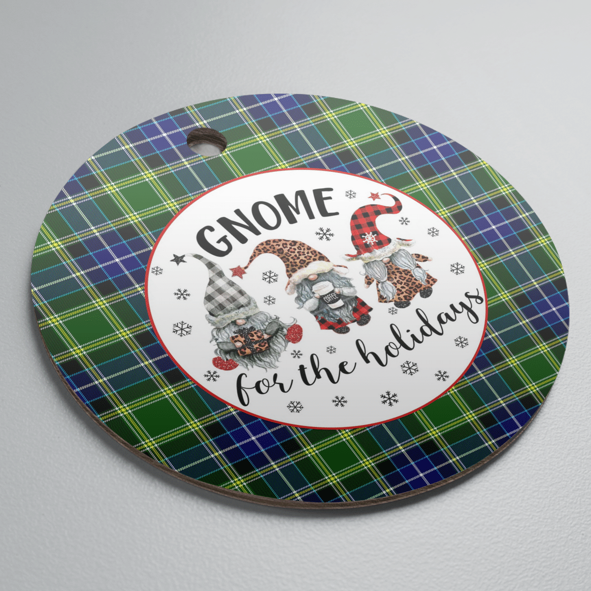 Clan MacKellar Tartan Tartan Crest Gnome Round Ceramic Ornament FM14 MacKellar Tartan Tartan Christmas   