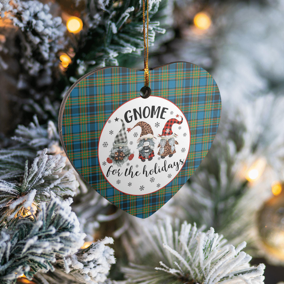 Clan Gillies Ancient Tartan Tartan Crest Gnome Heart Ceramic Ornament LU94 Gillies Ancient Tartan Tartan Christmas   