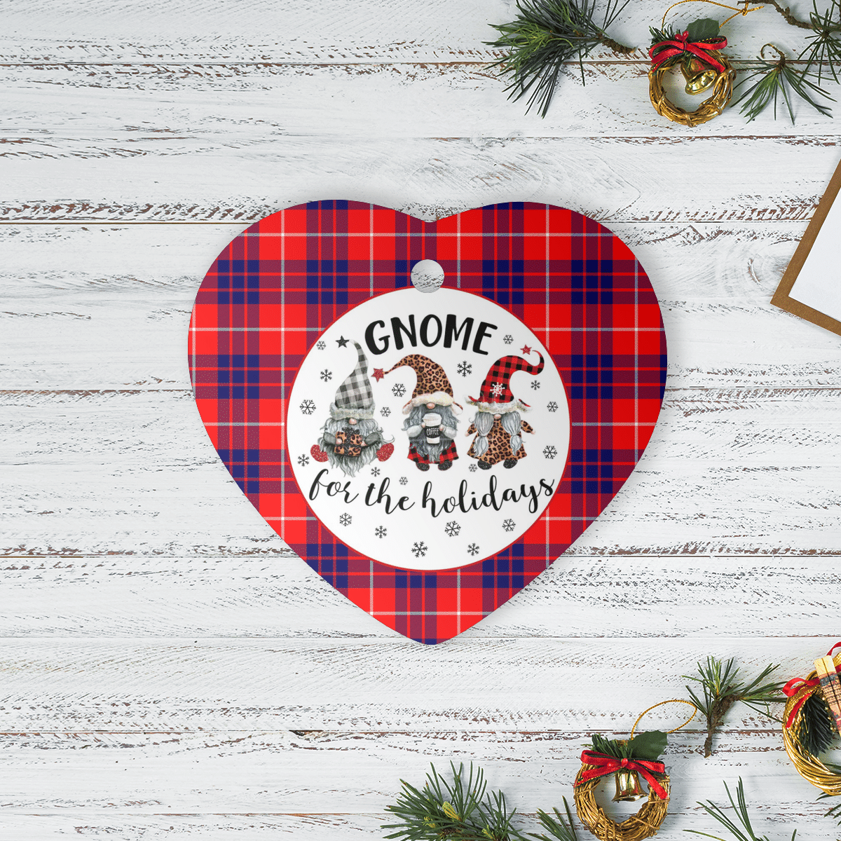 Clan Hamilton Modern Tartan Tartan Crest Gnome Heart Ceramic Ornament SZ76 Hamilton Modern Tartan Tartan Christmas   