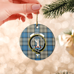 Clan Napier Ancient Tartan Crest Round Ceramic Ornament QY31 Napier Ancient Tartan Tartan Christmas   