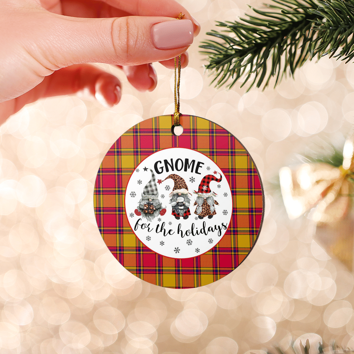 Clan Scrymgeour Tartan Tartan Crest Gnome Round Ceramic Ornament VB18 Scrymgeour Tartan Tartan Christmas   