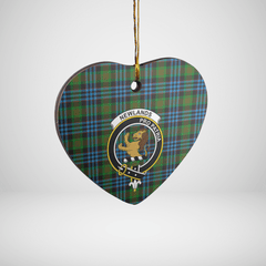 Clan Newlands Tartan Crest Heart Ceramic Ornament CF23 Newlands Tartan Tartan Christmas   