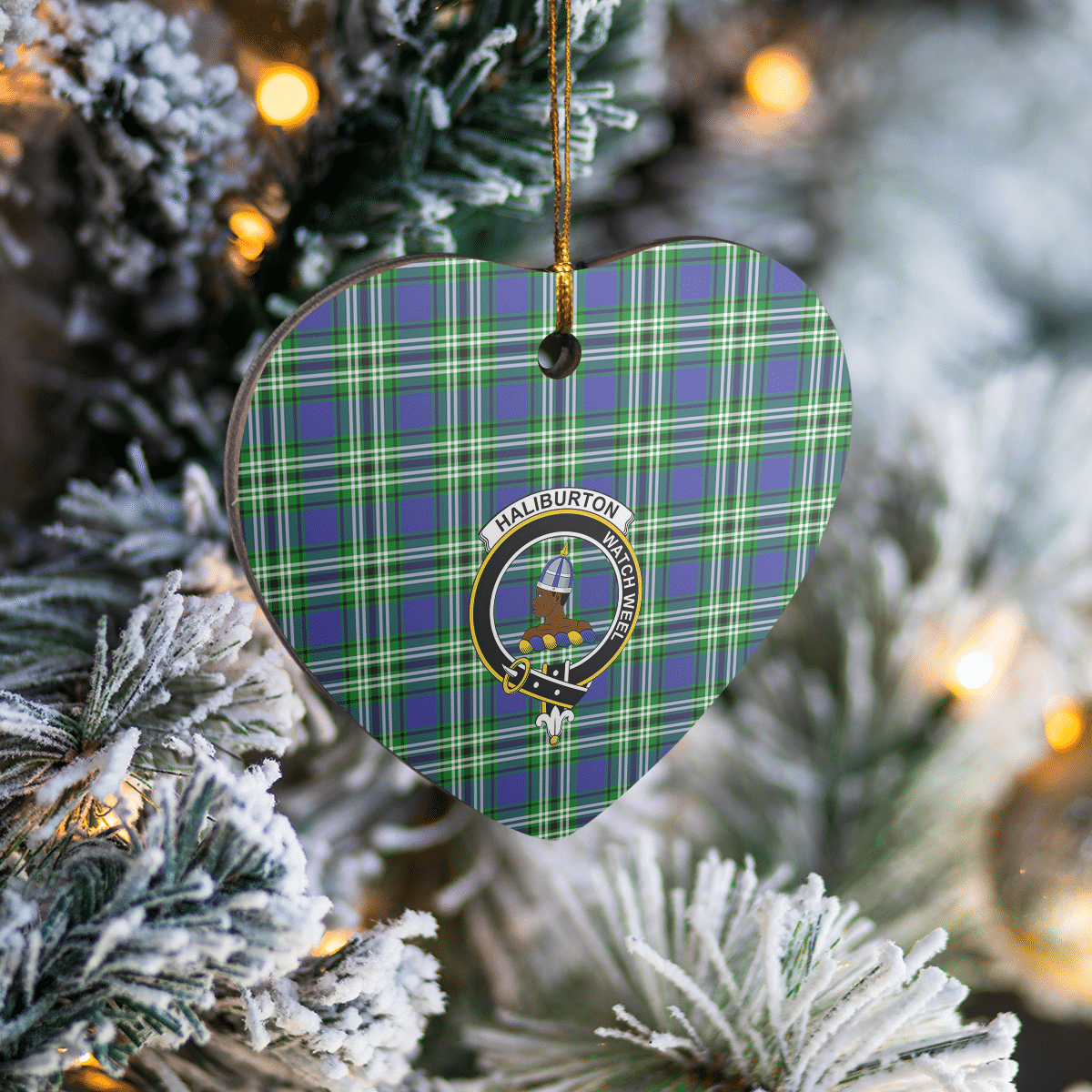 Clan Haliburton Tartan Crest Heart Ceramic Ornament BK77 Haliburton Tartan Tartan Christmas   