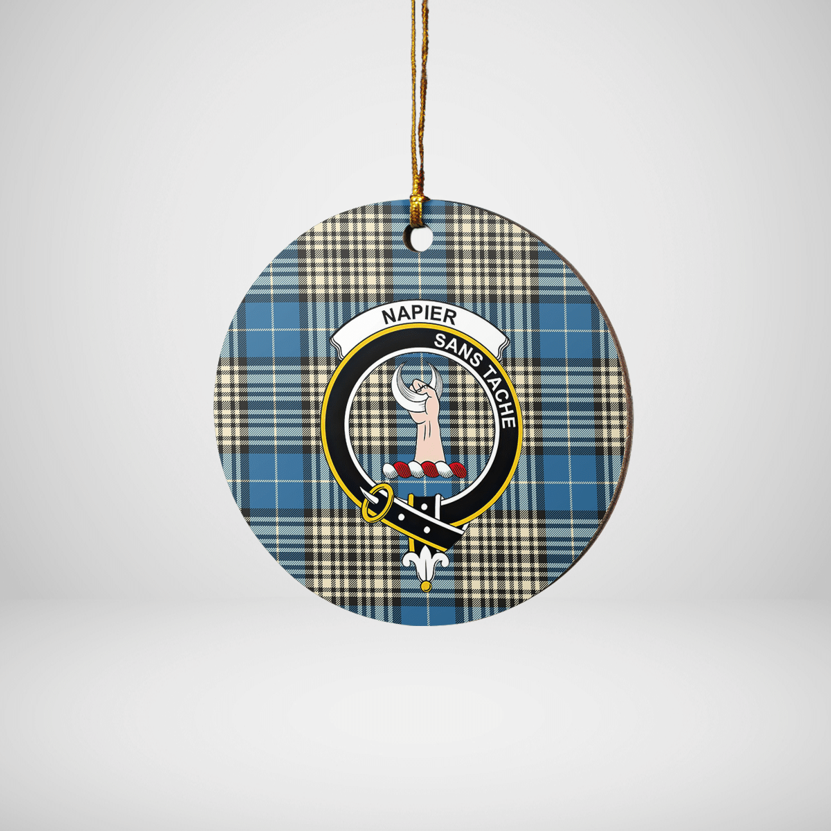 Clan Napier Ancient Tartan Crest Round Ceramic Ornament QY31 Napier Ancient Tartan Tartan Christmas   